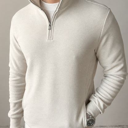 Burgunderroter Pullover mit Reißverschluss