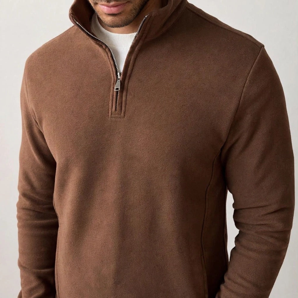 Burgunderroter Pullover mit Reißverschluss