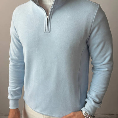 Burgunderroter Pullover mit Reißverschluss