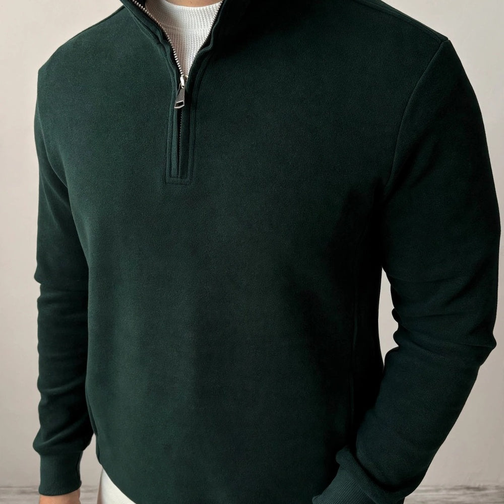 Burgunderroter Pullover mit Reißverschluss