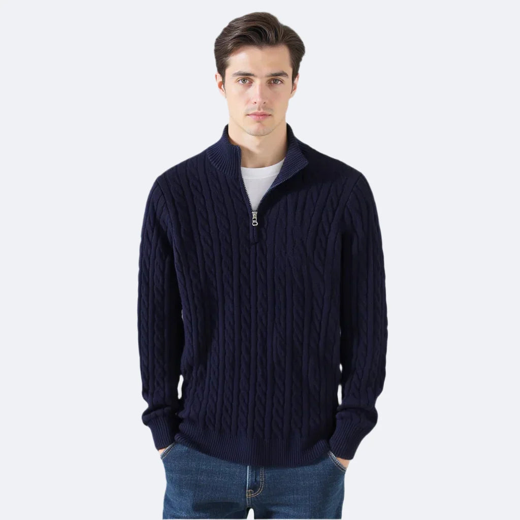 TAEBAEK Zipped Cable Sweater