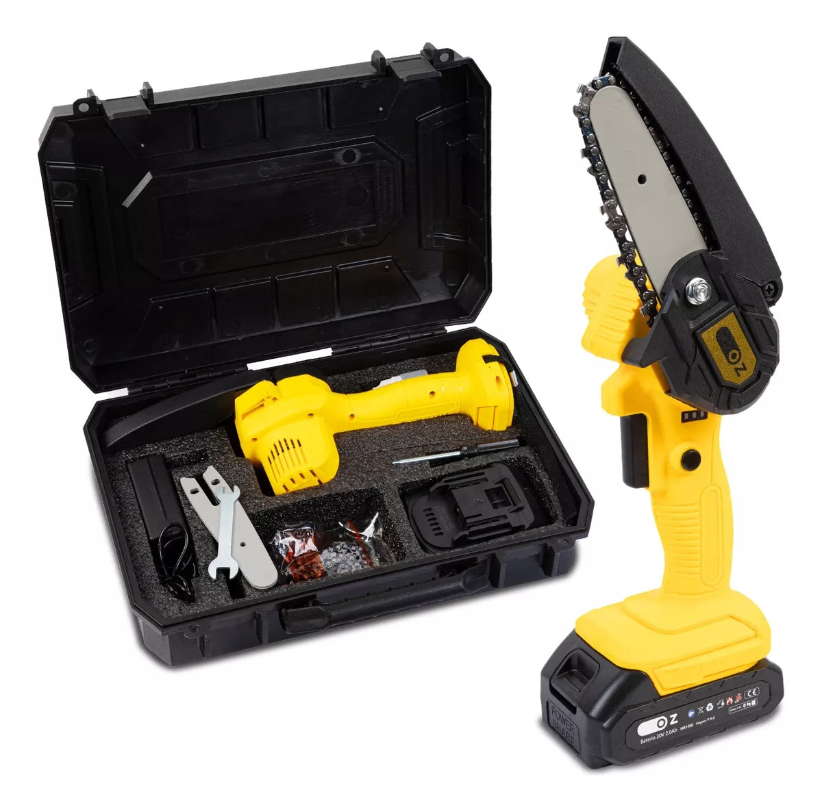 Mini tronçonneuse électrique portable à batterie bivolt - Achetez-en 1 et recevez-en 2