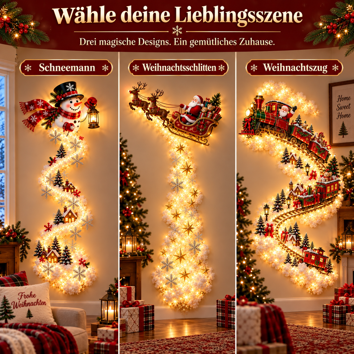 Magisches Weihnachts-Wandlicht-Display