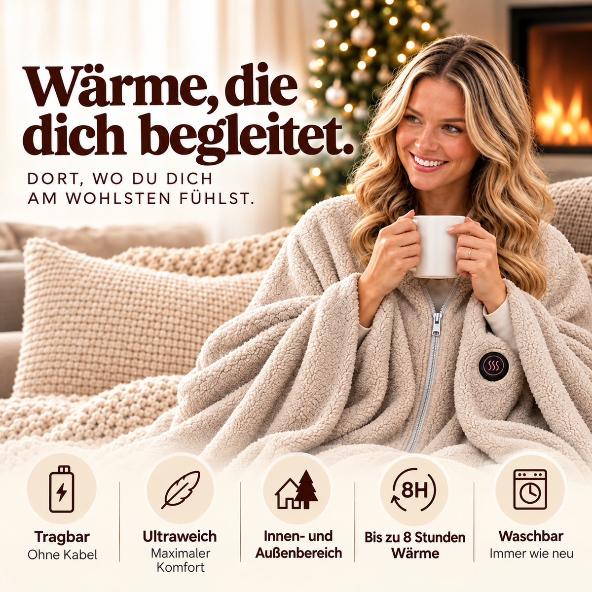 Beheizbare Reisedecke