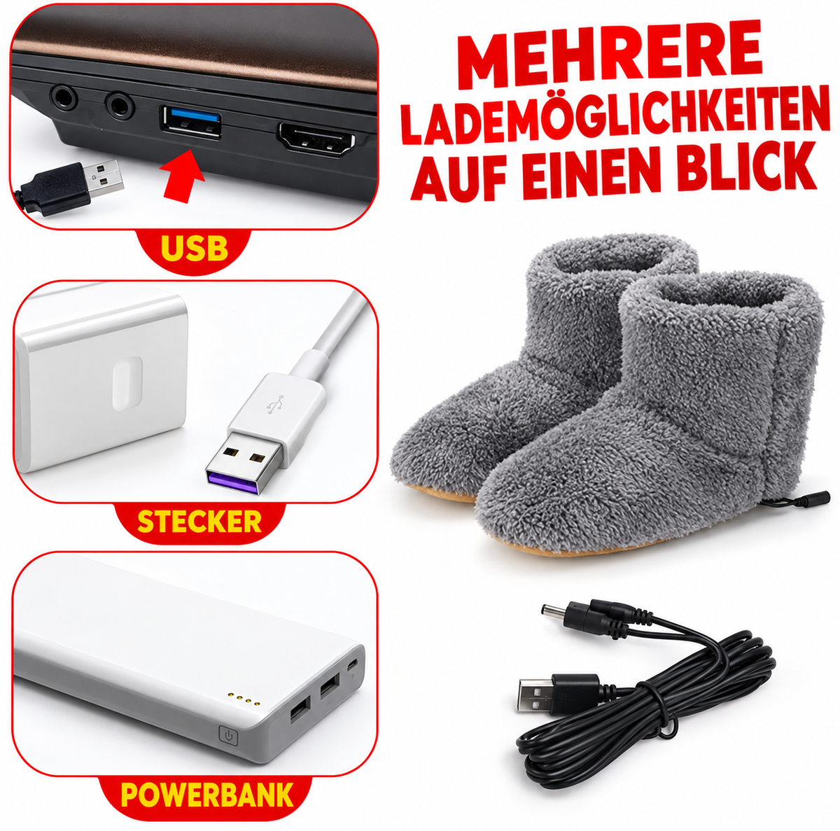 Beheizbare Hausschuhe – USB