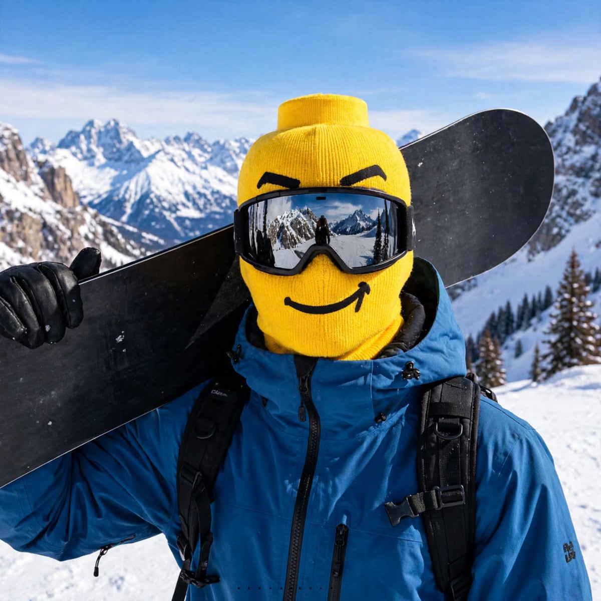 Ski Mask with Yellow Face + Free Goggles
