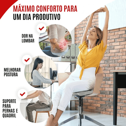 Almofada Ortopédica Assento – Espuma de Memória, Alívio Dores Cóccix e Ciática, Uso em Escritório
