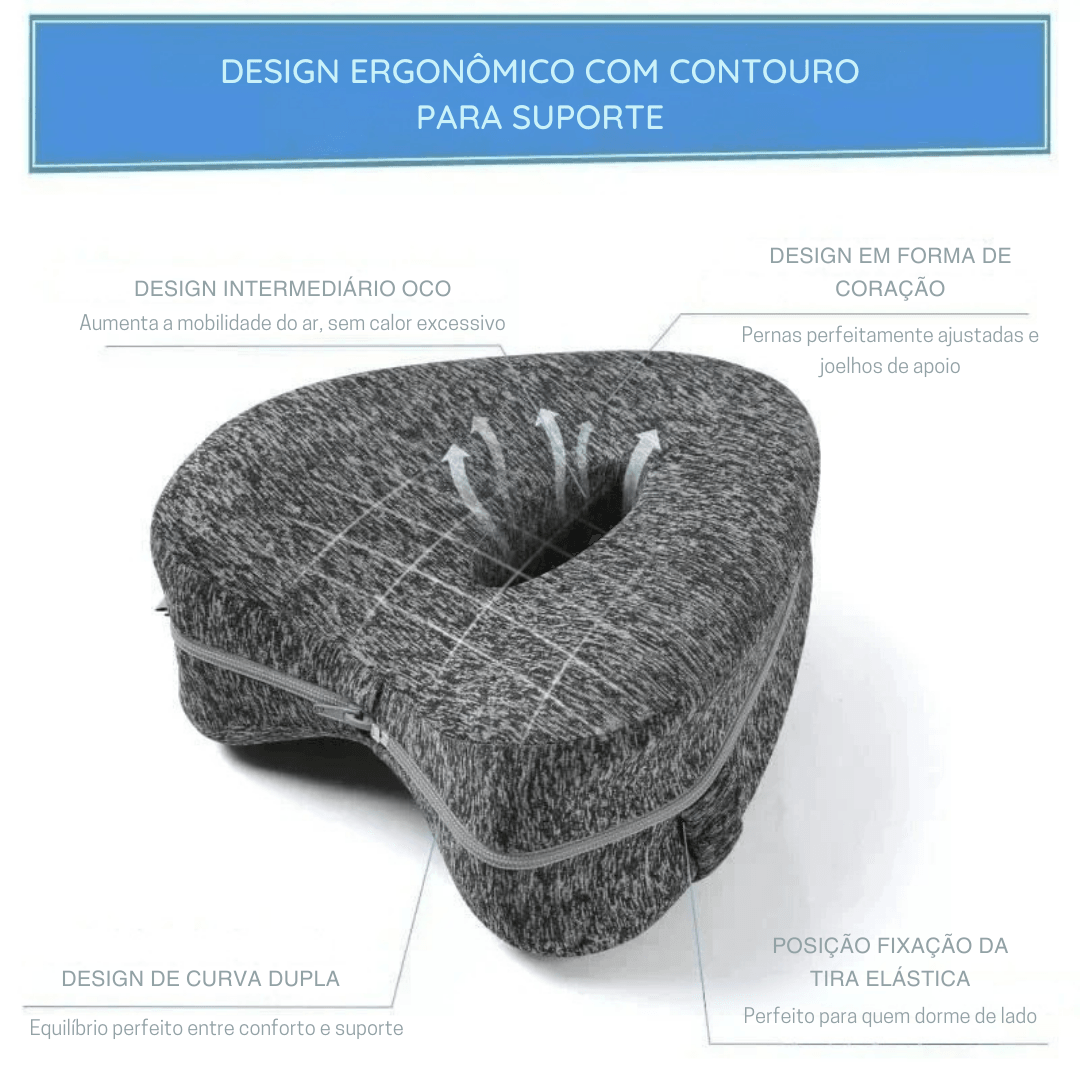 Almofada de Memória para Pernas – Alinhamento Coluna, Alívio Dores Joelho e Ciática, Uso Lateral