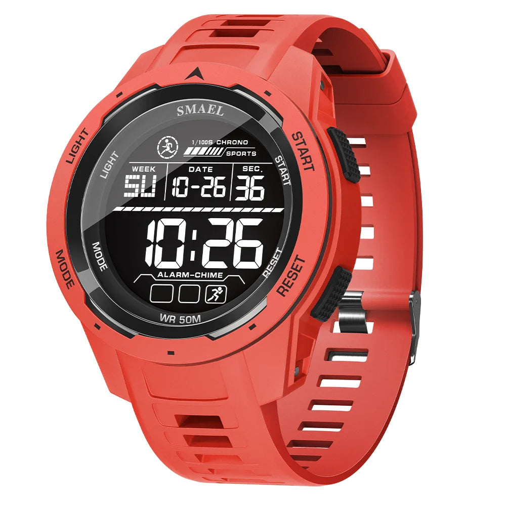 SMAEL-8105 Relógios digitais para homens, esportes LED relógios de pulso, relógio impermeável, cronômetro luz digital, 50m