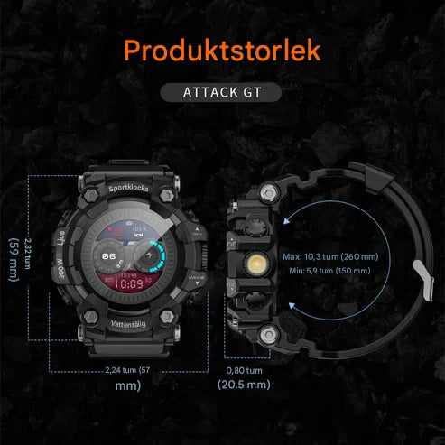 Smartklocka Lokmat ATTACK-GT – Vattentät och med Bluetooth