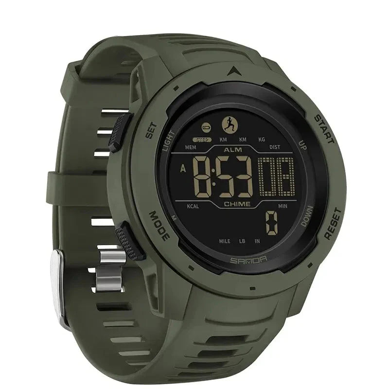Sanda marca relógios masculinos esportes pedômetro calorias 50m à prova dwaterproof água led relógio digital militar relógio de pulso relogio masculino 2145