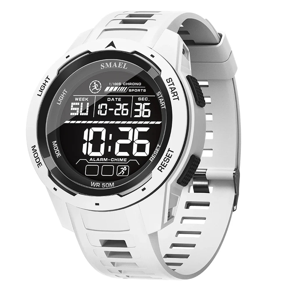 SMAEL-8105 Relógios digitais para homens, esportes LED relógios de pulso, relógio impermeável, cronômetro luz digital, 50m