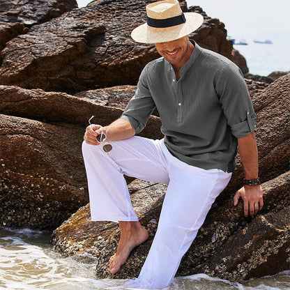 Cormac - Herren Langarm Chill Leinenhemd