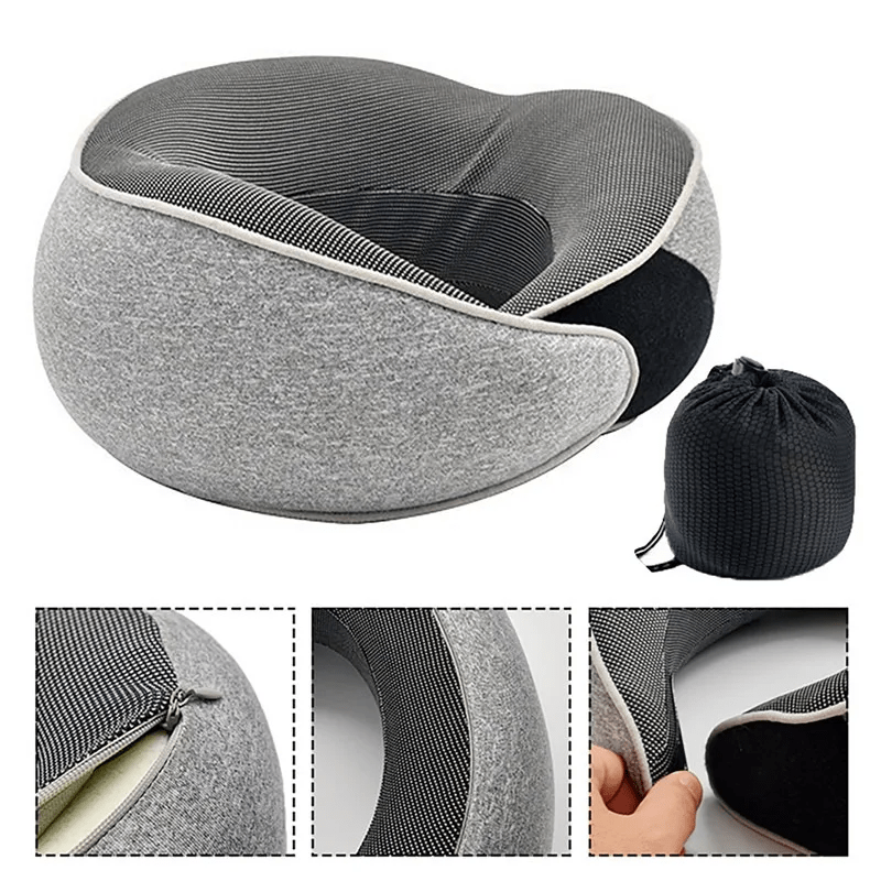 Almofada de Pescoço Ergonômica 360º – Espuma de Memória, Suporte Firme para Viagens