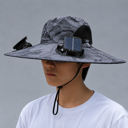 Sonnenhut mit eingebauten Ventilatoren – perfekt zum Wandern, Angeln und für Outdoor-Aktivitäten.