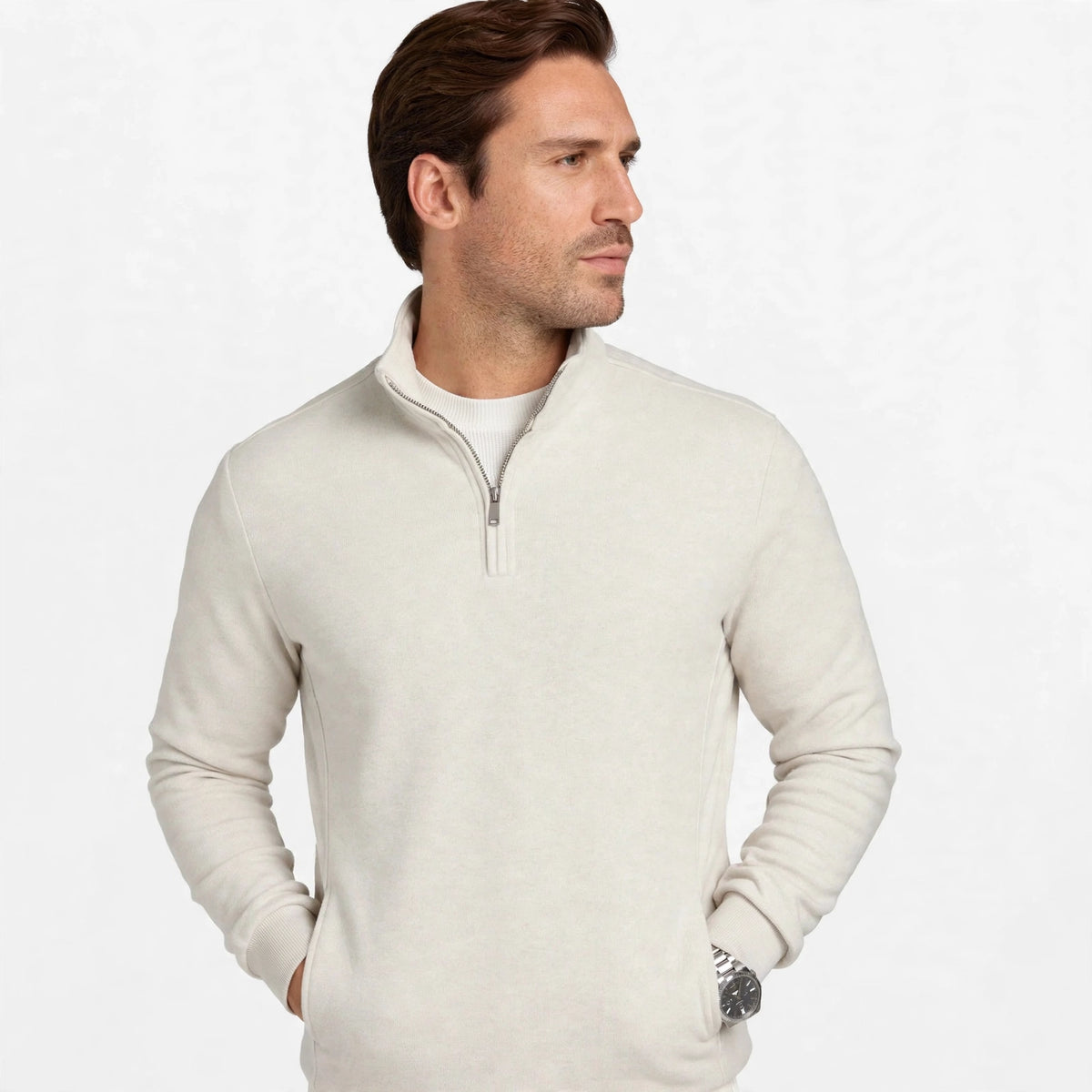 Burgunderroter Pullover mit Reißverschluss