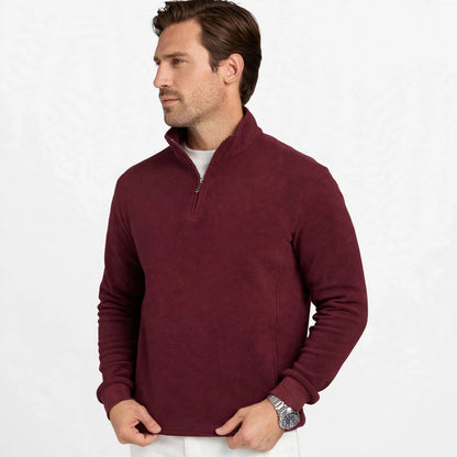 Burgunderroter Pullover mit Reißverschluss