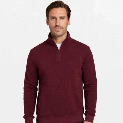 Burgunderroter Pullover mit Reißverschluss