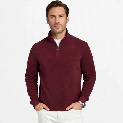 Burgunderroter Pullover mit Reißverschluss