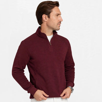 Burgunderroter Pullover mit Reißverschluss