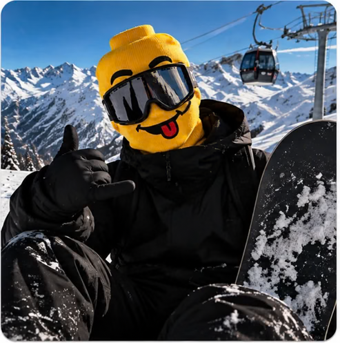 Ski Mask with Yellow Face + Free Goggles