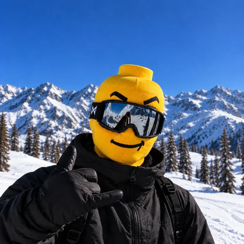Ski Mask with Yellow Face + Free Goggles