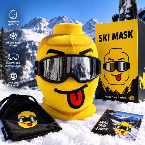Ski Mask with Yellow Face + Free Goggles